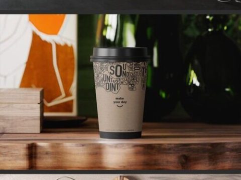 Paper Craft Coffee Cup Mockup