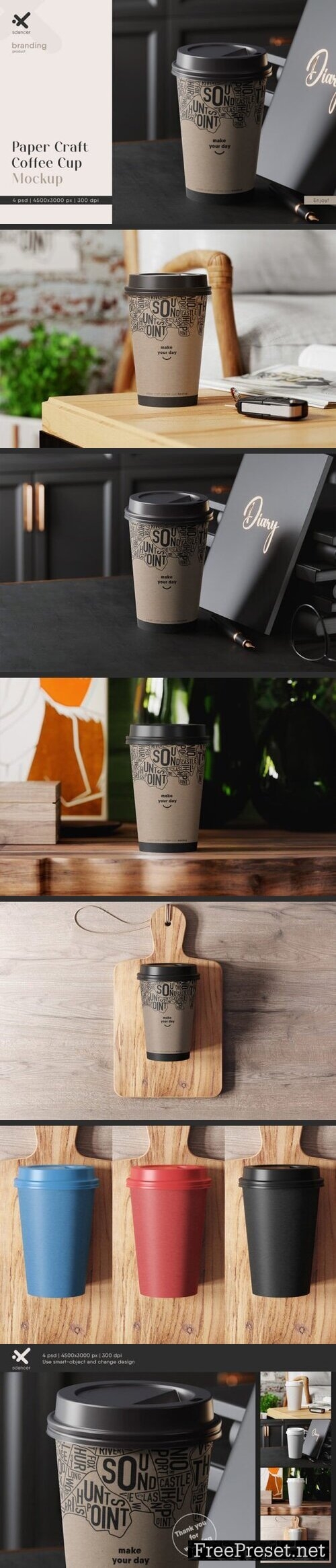 Paper Craft Coffee Cup Mockup