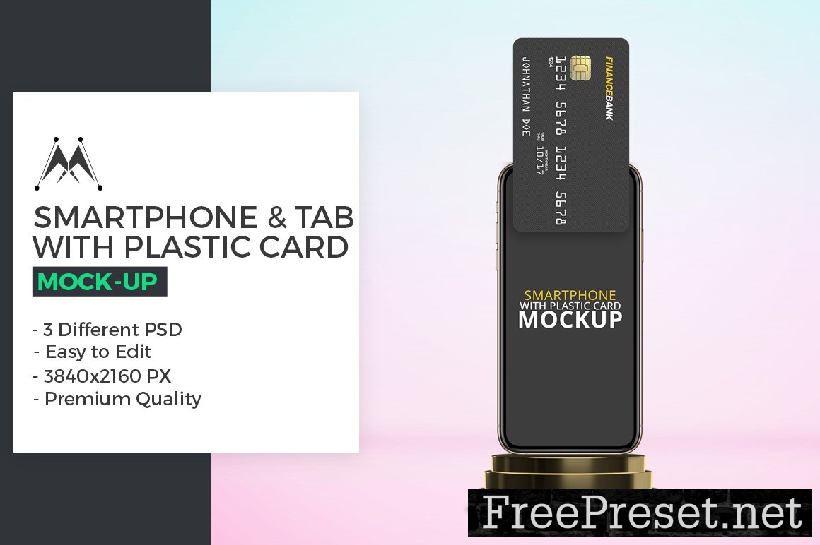 Phone Tablet & Plastic Card Mockup 5619307