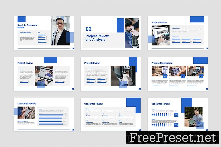 Project Review Google Slides Presentation Template 2B23ENF