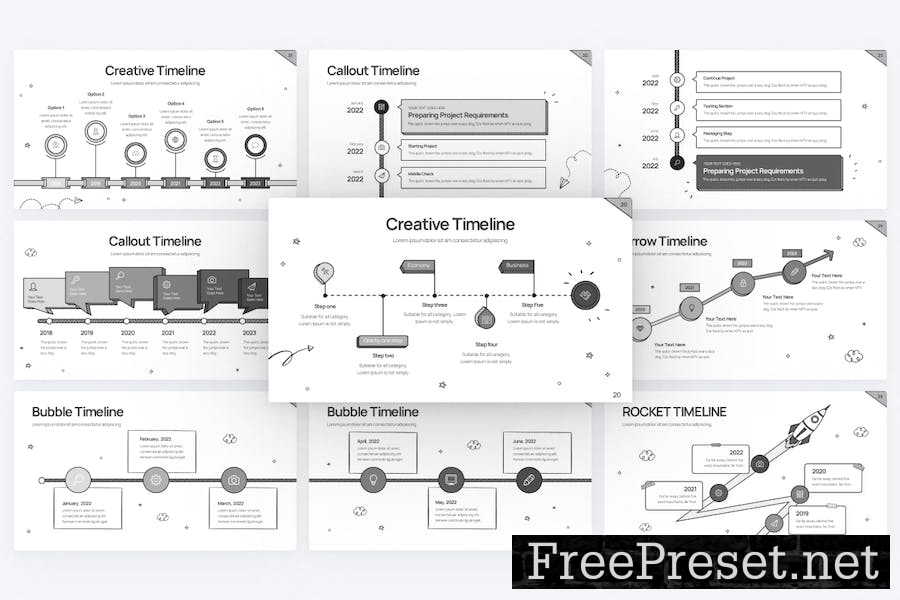 Project Timeline 2 Doodle Google Slides Template 5DRSZHR