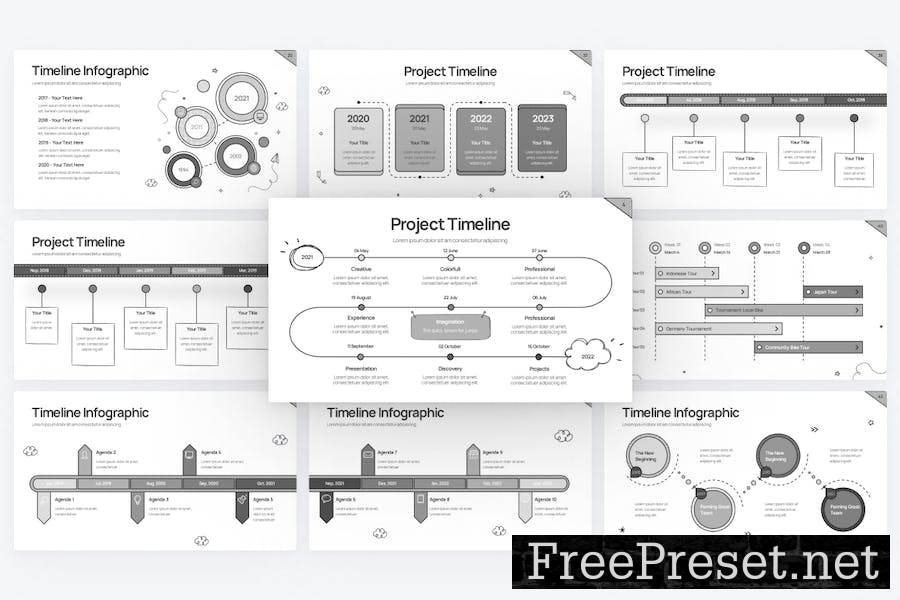 Project Timeline 3 Doodle Google Slides Template T7Q839N