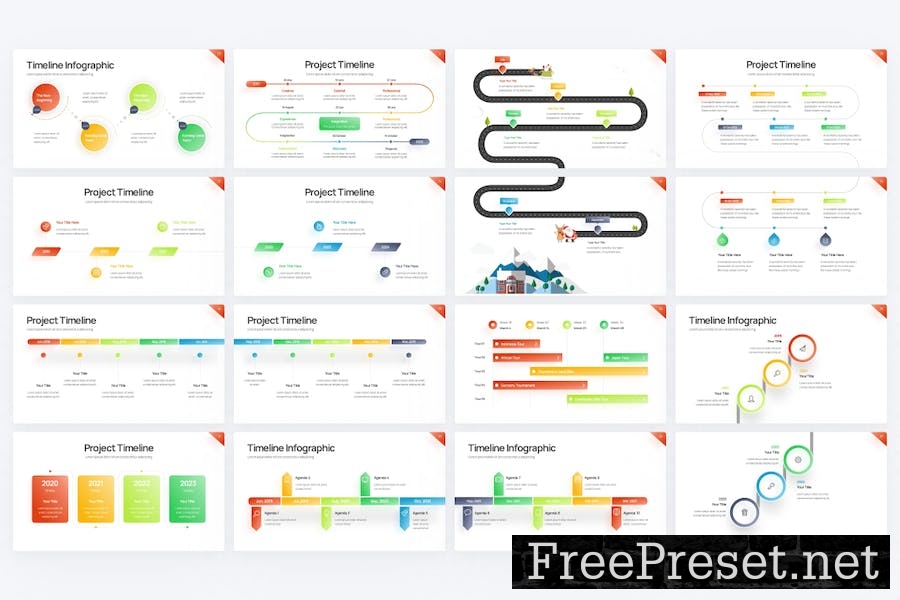 Project Timeline Gradient 3 Google Slides Template