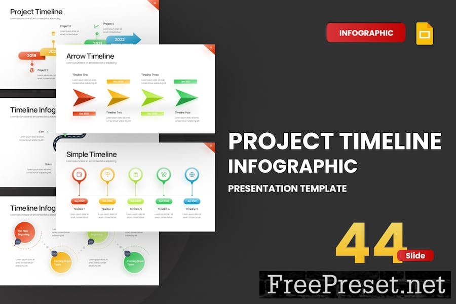 Project Timeline Gradient 3 Google Slides Template