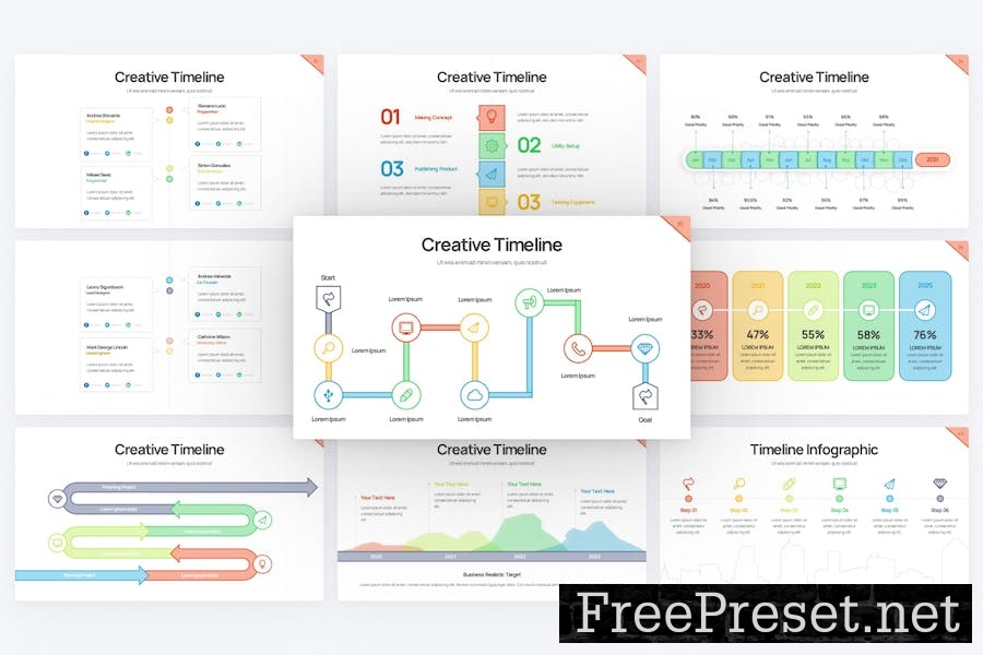 Project Timeline Line 1 Google Slides Template 8WMK9DB