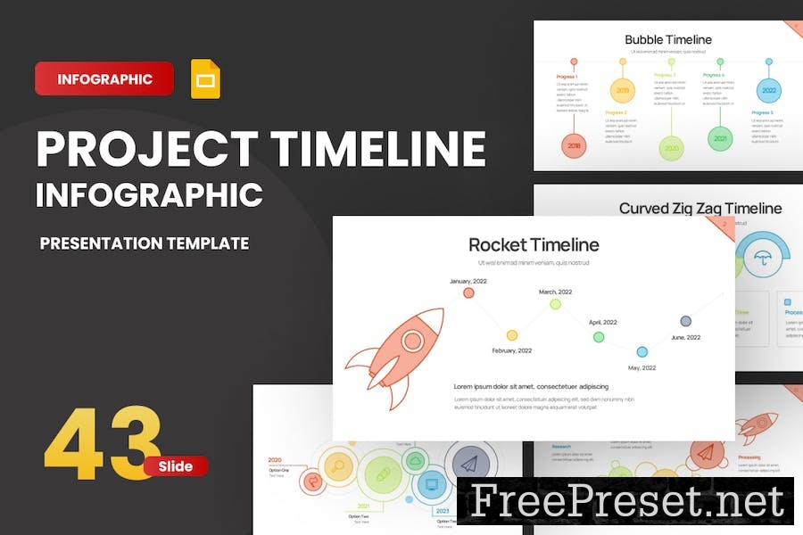 Project Timeline Line 1 Google Slides Template 8WMK9DB