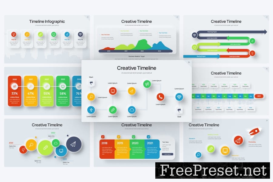 Project Timeline Neumorph Google Slides Template GH6CT39