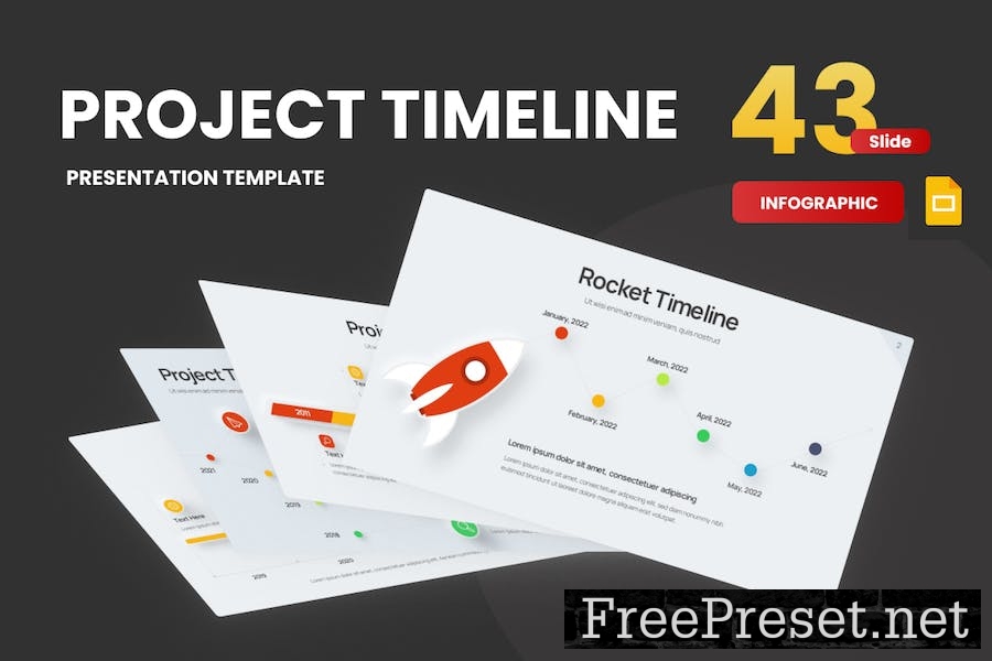 Project Timeline Neumorph Google Slides Template GH6CT39