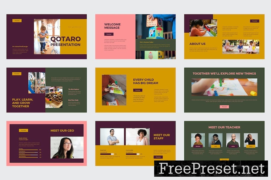 Qotaro - Pre School Profile Google Slides Template GPS3YNV