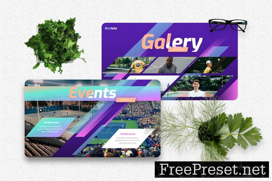 Racheta - Tennis Sport Googleslide Templates QY3J4A7