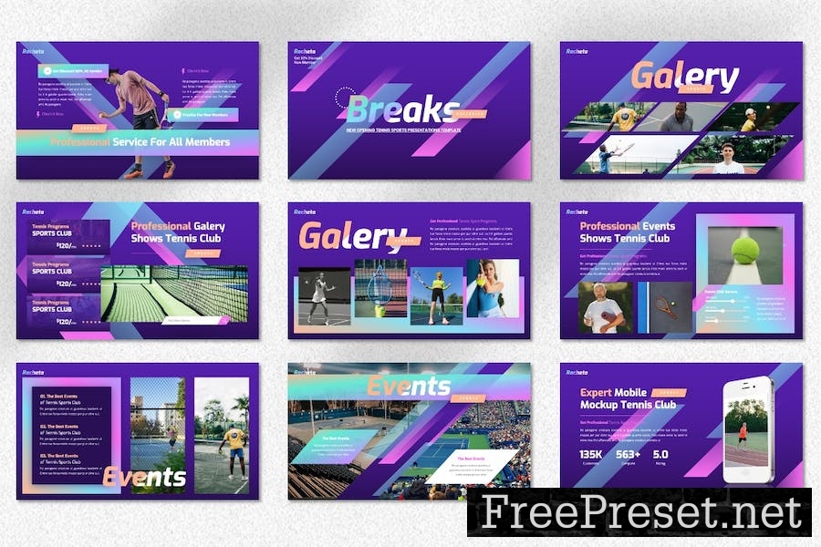 Racheta - Tennis Sport Googleslide Templates QY3J4A7