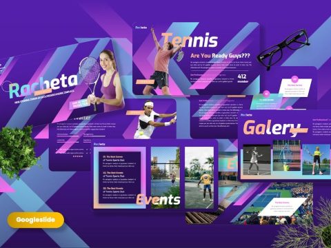 Racheta - Tennis Sport Googleslide Templates QY3J4A7