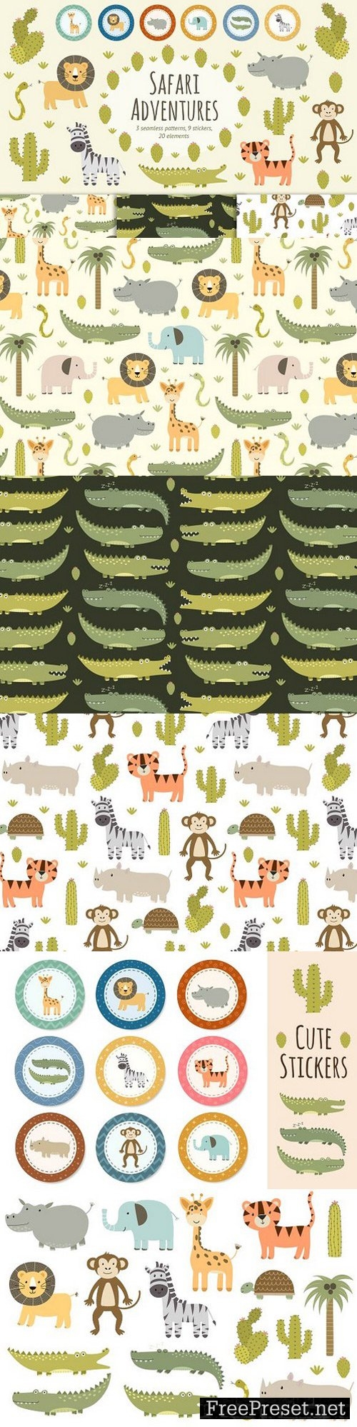 Safari animals patterns & stickers