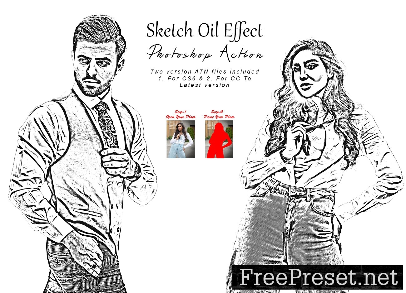 Sketch Oil Effect Photoshop Action 7811733