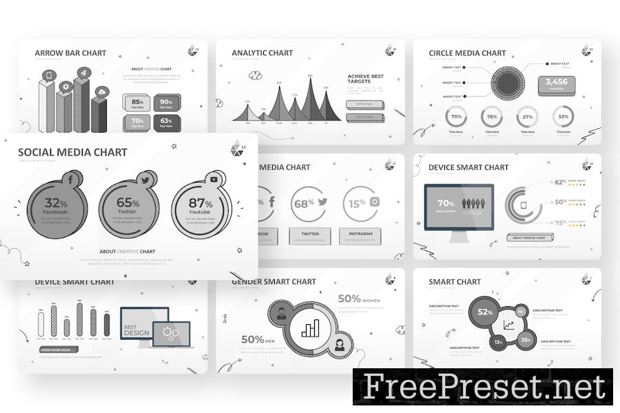 Smart Chart Doodle Google Slides Template B3RN7PX