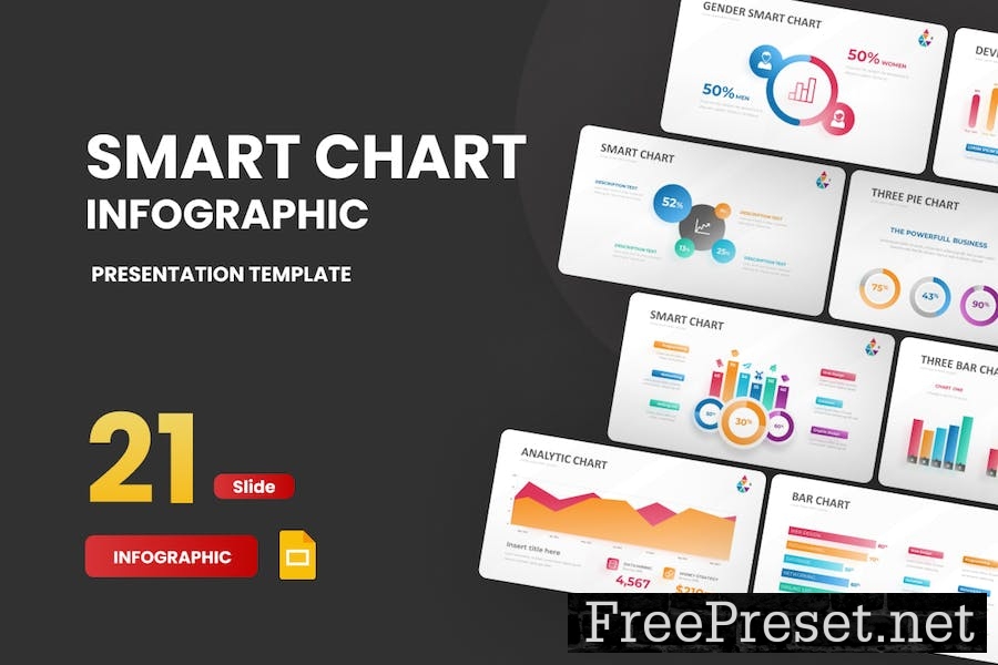 Smart Chart Gradient Color Google Slides Template VMJUNSX