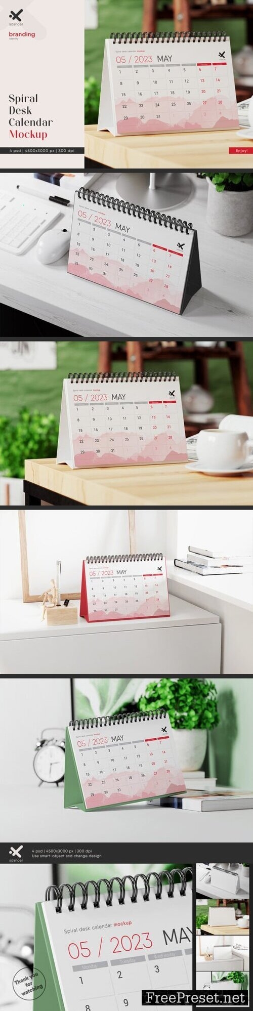 Spiral Desk Calendar Mockup