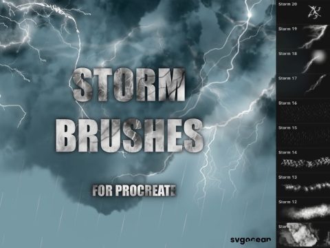Storm and Lightning Procreate Brushes 10173824