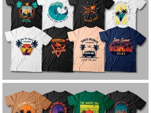 Surfing T-shirt Designs Bundle Editable 11224238