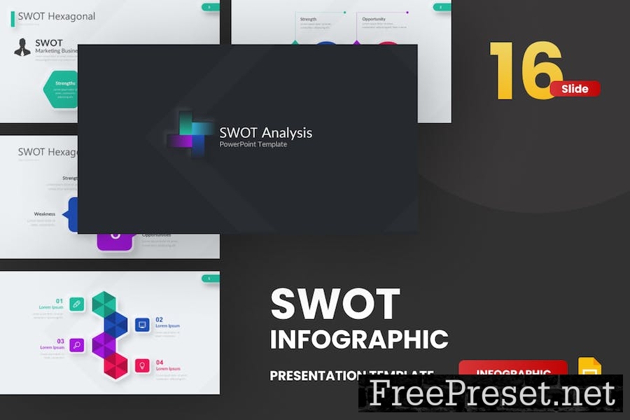 SWOT infographic Neumorph Google Slides Template VT66KY5