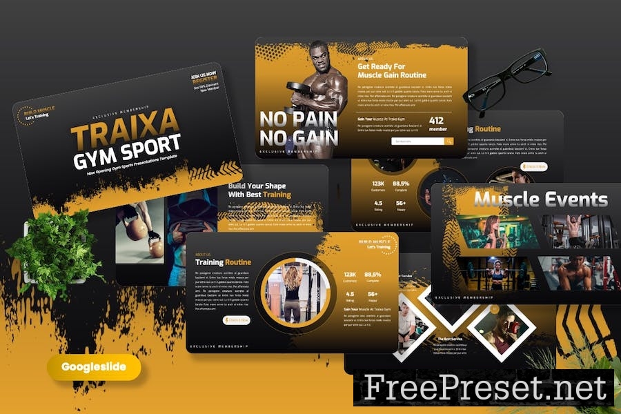 Traixa - Gym Sport Googleslide Templates N7FHJGC