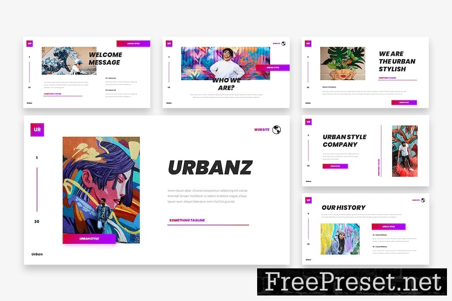 Urbanz - Urban Graffiti Art Google Slides Template EWF5SKN