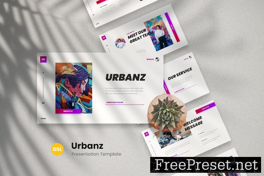 Urbanz - Urban Graffiti Art Google Slides Template EWF5SKN