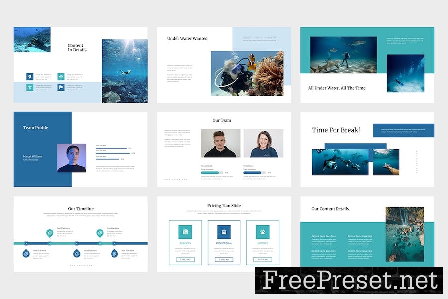 Uzvoa : Underwater Lookbook Google Slides Template 48PC24J