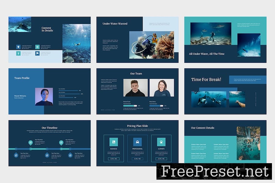 Uzvoa : Underwater Lookbook Google Slides Template 48PC24J