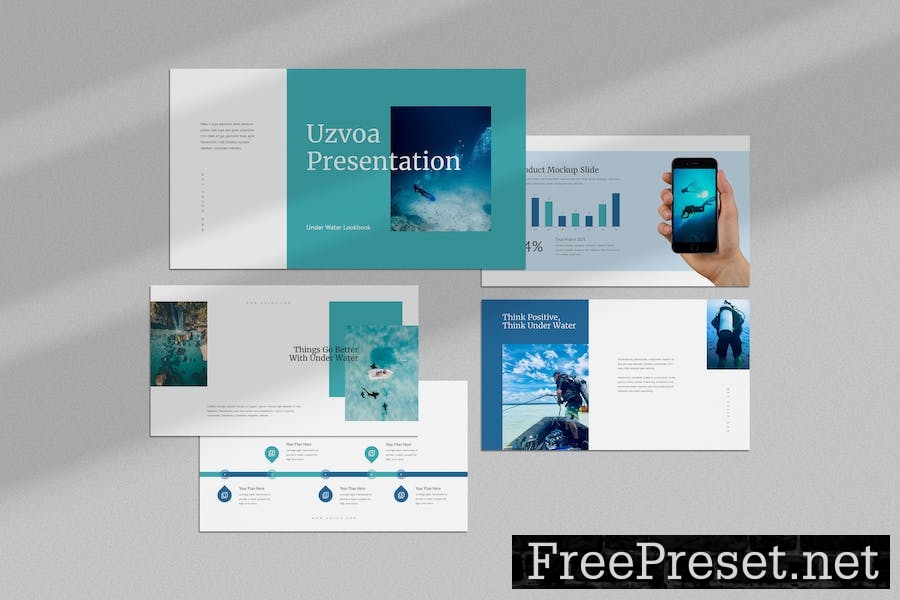 Uzvoa : Underwater Lookbook Google Slides Template 48PC24J