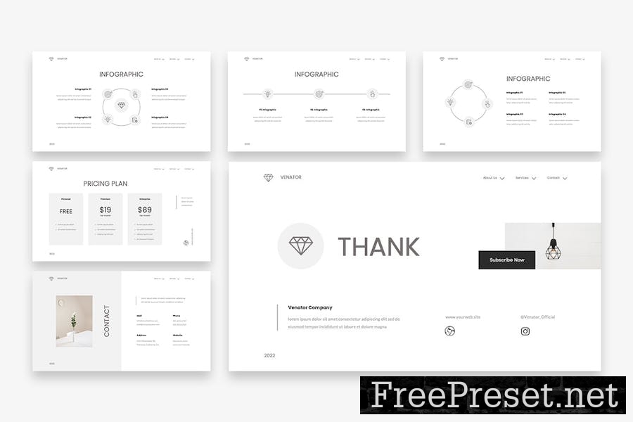 Venator - The Minimalist Google Slides Template 5V62BU5