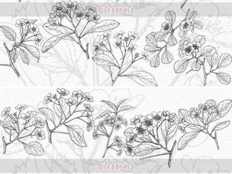 VintageVectorized-Blossoms Clipart