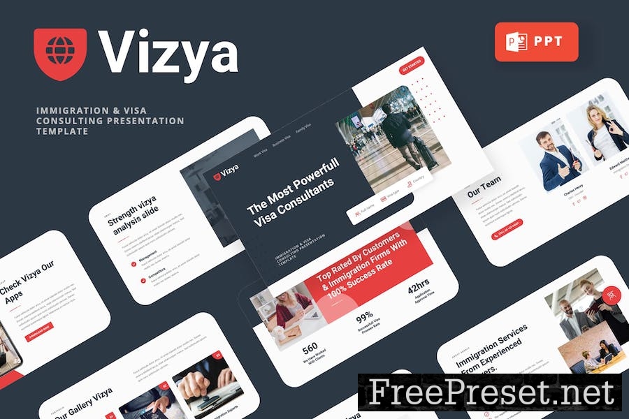 Vizya - Immigration Powerpoint Template QCQ68BV