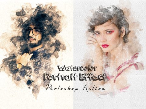 Watercolor Portrait Effect PS Action 8445777