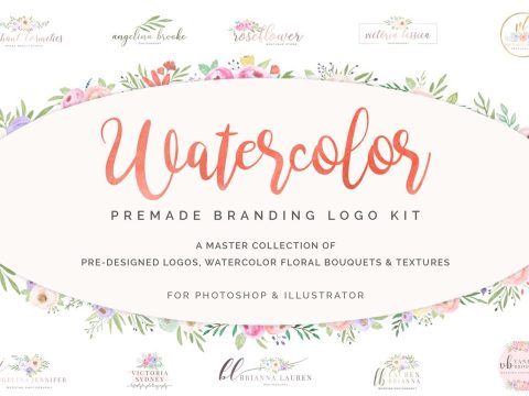 Watercolor Premade Branding Logo Kit