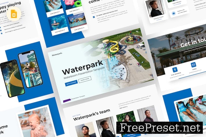 Waterpark - Waterboom Google Slides Template YJVD5SV