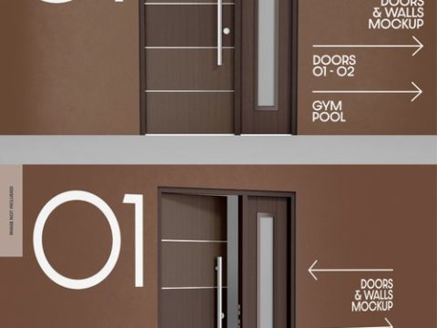 Wood door mockup