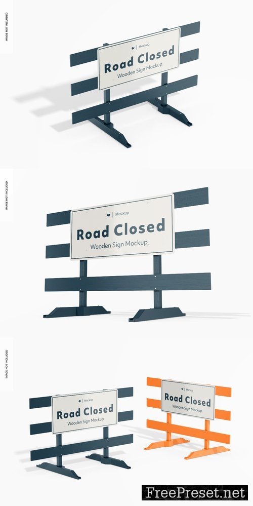 Wooden closed road sign mockup