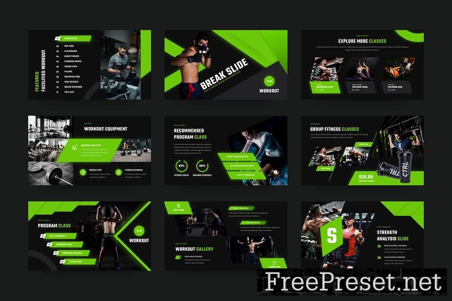 Workout - GYM Fitness & Sports Google Slides 36CZGC7