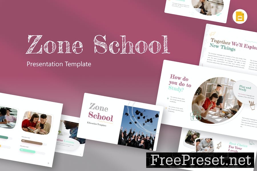 Zone School Education Google Slides Template 9VXS7JZ