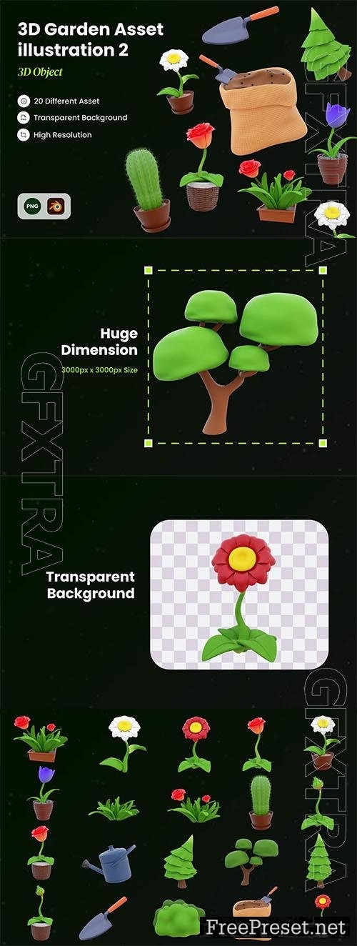 3D Garden Asset Illustration 2