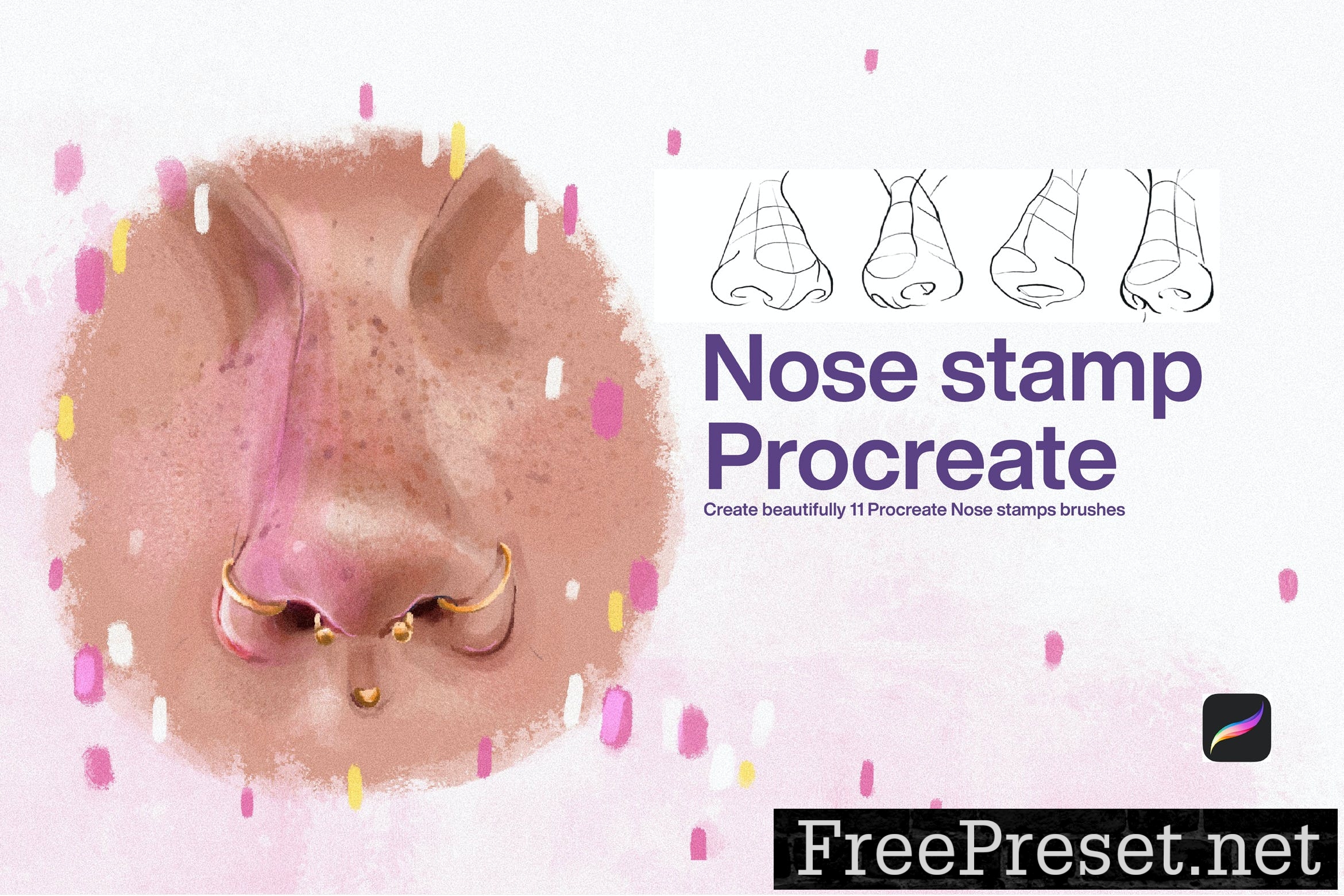 free procreate nose stamp