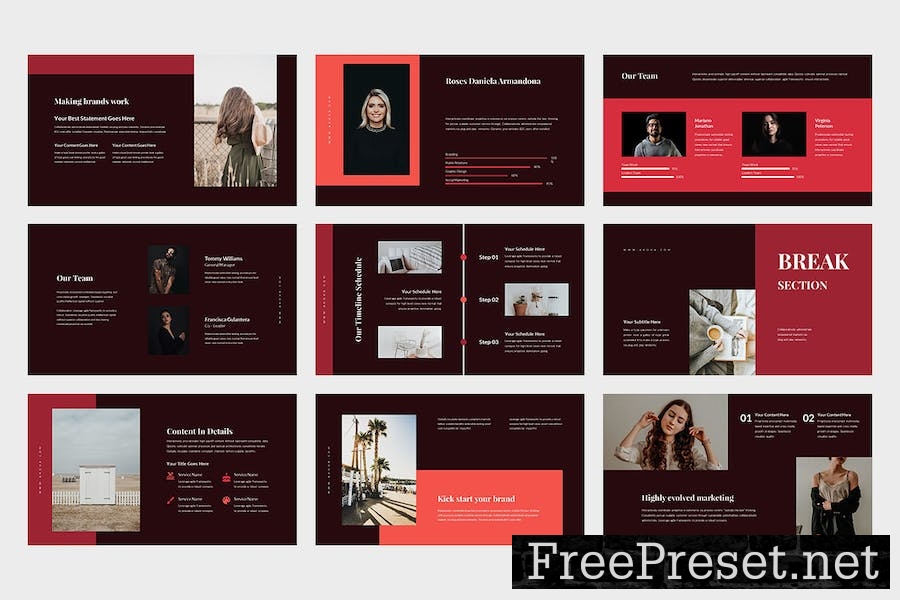 Akova : Creative Red Google Slides Template MVZPFKW