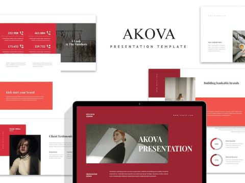 Akova : Creative Red Google Slides Template MVZPFKW