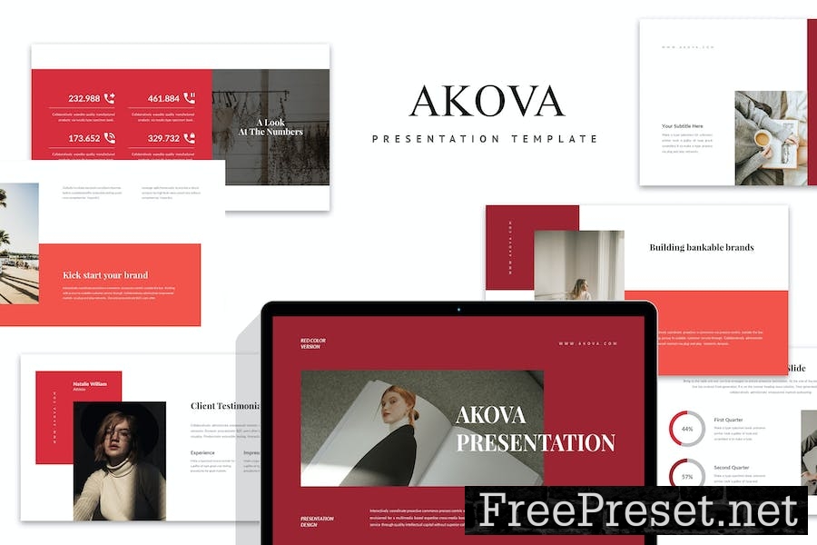 Akova : Creative Red Google Slides Template MVZPFKW