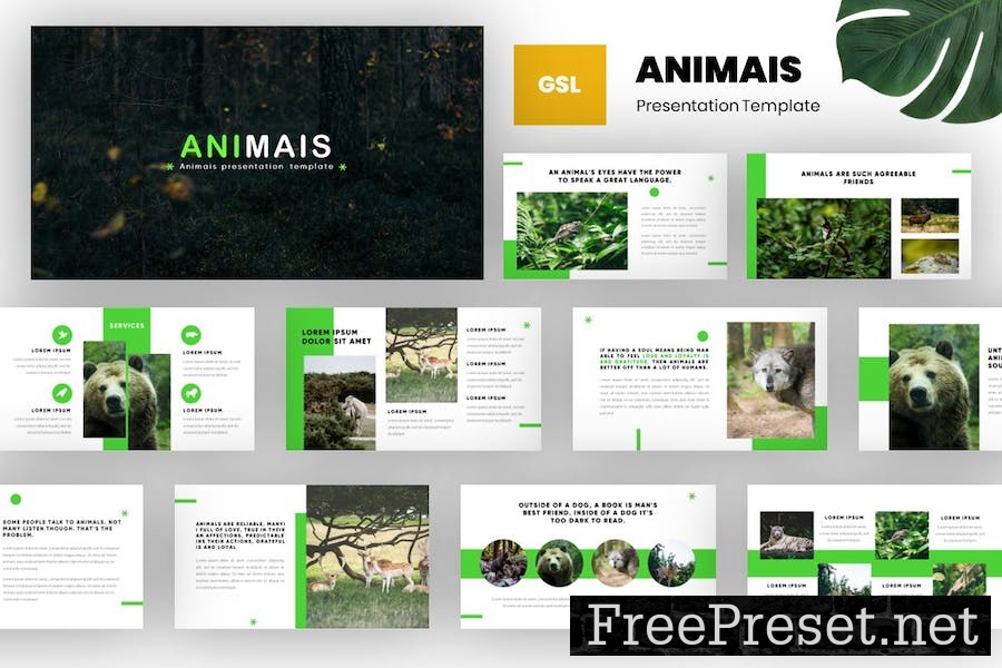 Animais - Animals Google Slides Template 36ASXE7