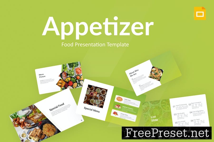 Appetizer Food Google Slides Template 8N63KD9