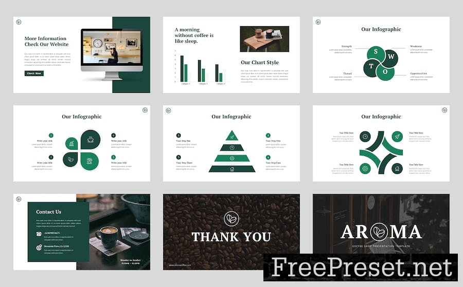 Aroma - Coffee Shop & Cafe Google Slide Template LZ5AZJ6