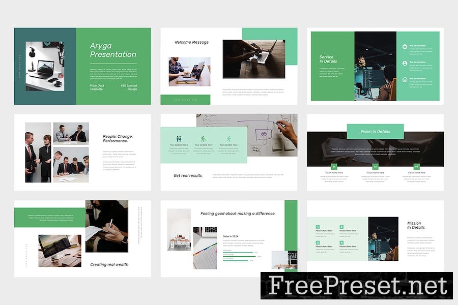 Aryga : Pitch Deck Green Google Slides Template NGDQ48J