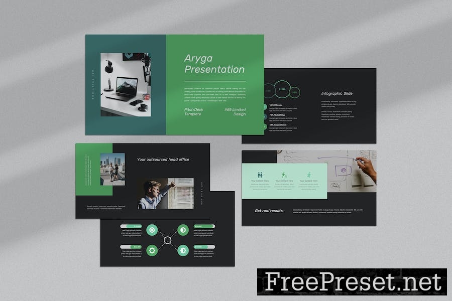 Aryga : Pitch Deck Green Google Slides Template NGDQ48J